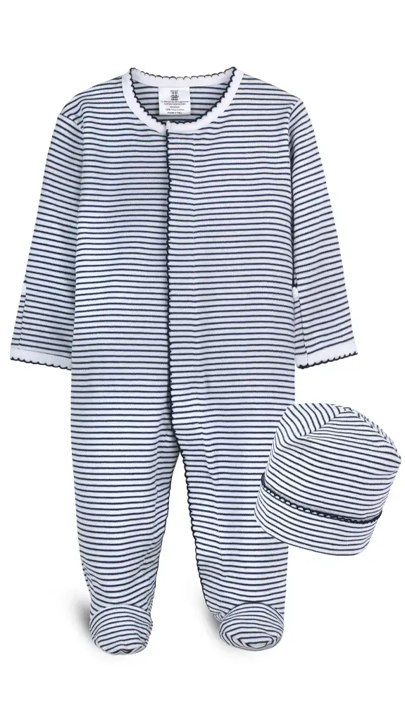 infant onesie set with hat showing a feather light baby clothing